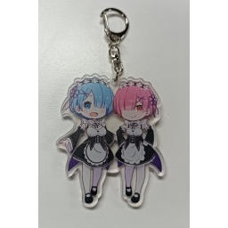 LLAVERO ACRILICO RE:ZERO REM Y RAM CHIBI