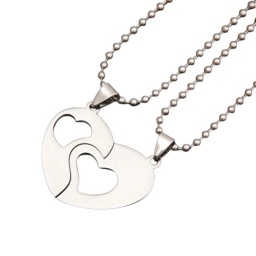 COLLAR DOBLE CORAZON AMOR PAREJA AMISTAD