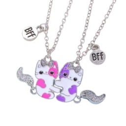 COLLAR DOBLE GATITOS con IMAN amistad best friends